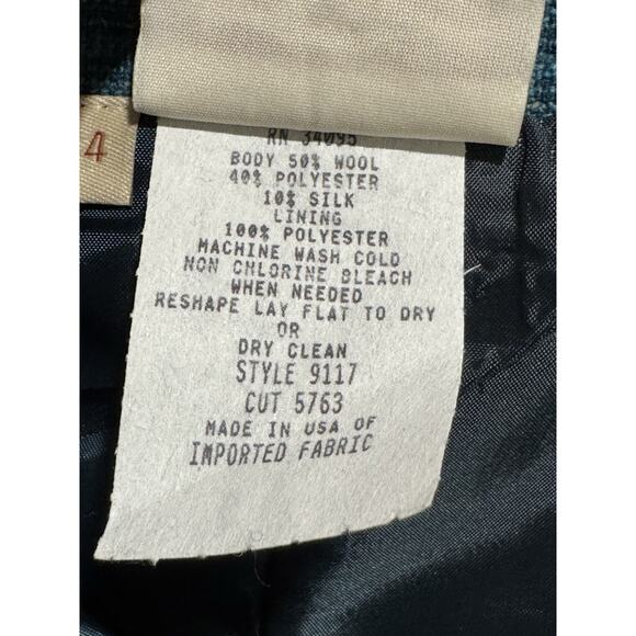 Norm Thompson Wool Blend A-Line Flare Teal Green Plaid Midi Skirt Size 14 - Picture 5 of 6